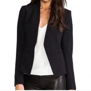 Theory Lanai Virgin Wool Blend Black Open Front Blazer in Size 2